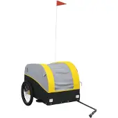 vidaXL Remorque vélo noir et jaune 45 kg Fer