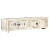 vidaXL Armoire TV Blanc 140x30x35 cm Bois massif Mango