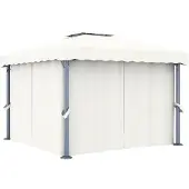 vidaXL Pavillon avec rideau 3x3 m blanc crème aluminium