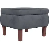 vidaXL Tabouret avec pieds en bois Gris foncé Velours