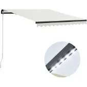 vidaXL Store manuel rétractable avec LED 300x250 cm Crème