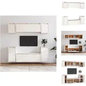 vidaXL Armoires TV 6 pcs. Blanc Pin massif - Meubles TV