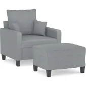 vidaXL Fauteuil avec pouf gris clair 60 cm Tissu