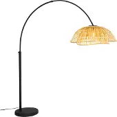 QAZQA Lampe d'arche orientale noire avec bambou naturel - Pua