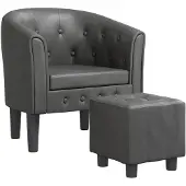 vidaXL Chaise cabriolet avec repose-pied gris similicuir