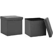 vidaXL Tabourets de rangement pliables lot de 2 gris PVC