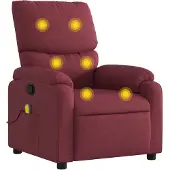 vidaXL Fauteuil de massage vin rouge tissu