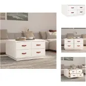 vidaXL Table basse blanche 80x80x45 cm pin massif - Tables basses
