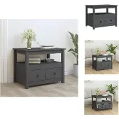 vidaXL Table basse Gris 71x49x55 cm Pin massif - Tables basses