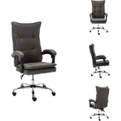 vidaXL Chaise de bureau Gris Tissu - Chaises de bureau