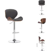 vidaXL Tabouret de bar Gris Tissu - Tabouret de bar