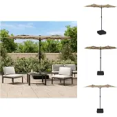 vidaXL Double parasol Taupe 316x240 cm - Parasols & ombrelles