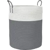 vidaXL Panier de rangement gris et blanc Ø38x46 cm coton