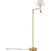 QAZQA Lampadaire bronze avec abat-jour blanc et liseuse réglable - Ladas