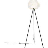 QAZQA Lampadaire moderne noir avec abat-jour blanc - Cloth