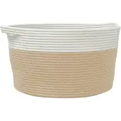 vidaXL Panier de rangement beige et blanc Ø40x25 cm coton