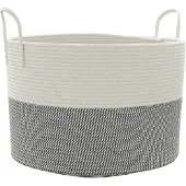 vidaXL Panier de rangement gris et blanc Ø51x33 cm coton