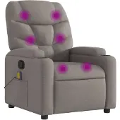 vidaXL Fauteuil de massage Taupe Tissu