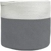 vidaXL Panier de rangement gris et blanc Ø40x35 cm coton