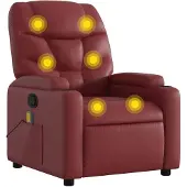 vidaXL Fauteuil de massage vin rouge similicuir