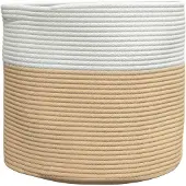 vidaXL Panier de rangement beige et blanc Ø40x35 cm coton