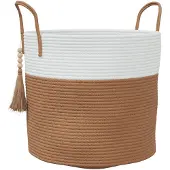 vidaXL Panier de rangement marron et blanc Ø40x35 cm coton