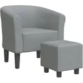 vidaXL Chaise cabriolet avec repose-pied gris clair tissu