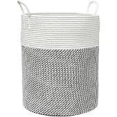 vidaXL Panier de rangement gris et blanc Ø38x46 cm coton