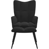 The Living Store Fauteuil relax avec pouf Noir velours