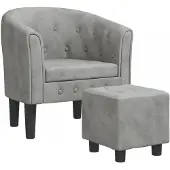 vidaXL Fauteuil avec repose-pied gris clair velours