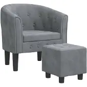 vidaXL Fauteuil club avec repose-pieds gris foncé velours