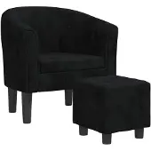 vidaXL Fauteuil avec repose-pied noir velours