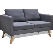 vidaXL Canapé à 2 places Tissu Gris foncé