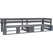 vidaXL Ensemble de canapés de jardin en palettes de bois 2 pièces Gris