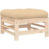 vidaXL Tabouret de jardin avec coussin Pin massif