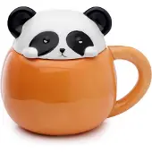 Puckator Adoramals Pandabar piaillant Couvercle animal Tasse en céramique dolomitique, Tasse, Multicolore