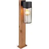 Globo Lighting lampe d'extérieur acier inoxydable aspect bois foncé, acier inoxydable noir mat, verre fumé, direction de la lumière : vers le bas, IP44, LxLxH : 90x145x500mm, excl. 1x E27 40W 230V
