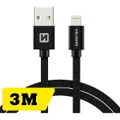 Swissten tekstylny USB - Lightning 3.0m czarny