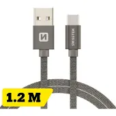 Swissten Câble de données textile USB / USB-C 1.2 M (1.20 m, USB 3.2 Gen 1)