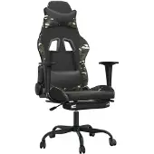 vidaXL Chaise de jeu avec repose-pieds noir et camouflage similicuir