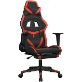 vidaXL Chaise de jeu avec repose-pieds Noir et rouge Similicuir