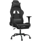 vidaXL Fauteuil gaming avec fonction massage et repose-pieds, en similicuir noir