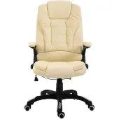 The Living Store Chaise de bureau Crème Similicuir