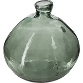 Atmosphera Vase rond en verre recycl? Vert kaki H 23 cm