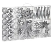 Casaria Lot de 102 boules et décorations de Noël argent pour sapin