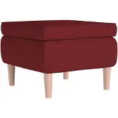 vidaXL Tabouret avec pieds en bois Rouge bordeaux Tissu