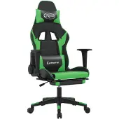 vidaXL Chaise de jeu avec repose-pieds Noir et vert Similicuir