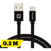 Swissten Câble de données textile USB / USB-C 0.2 M (0.20 m, USB 3.2 Gen 1)