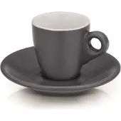 kela Mattia tasses à espresso avec soucoupes, 2 pièces, céramique, 0.05 l, Diam. 12 x 6.5 cm, gris