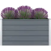 vidaXL Lit surélevé 100 x 100 x 45 cm Acier galvanisé Gris